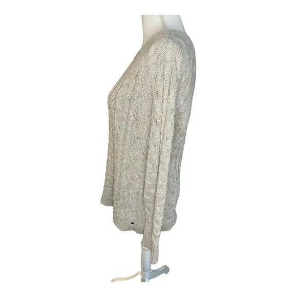 American Eagle Outfitters Large Tan & Gold Metallic Warm Cable Knit Sweater - Picture 2 of 7